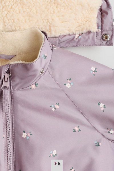 Комбінезон зимовий дитячий H&M бузковий у квіти 86 см (1232170020-86) 1232170020-86 фото