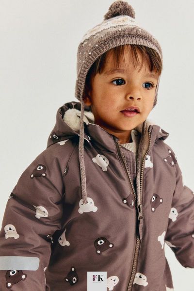 Дитячий зимовий комбінезон H&M коричневий з ведмедиками 86см (1232170022-86) 1232170022-86 фото