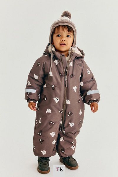 Дитячий зимовий комбінезон H&M коричневий з ведмедиками 86см (1232170022-86) 1232170022-86 фото