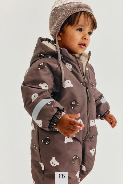 Дитячий зимовий комбінезон H&M коричневий з ведмедиками 86см (1232170022-86) 1232170022-86 фото
