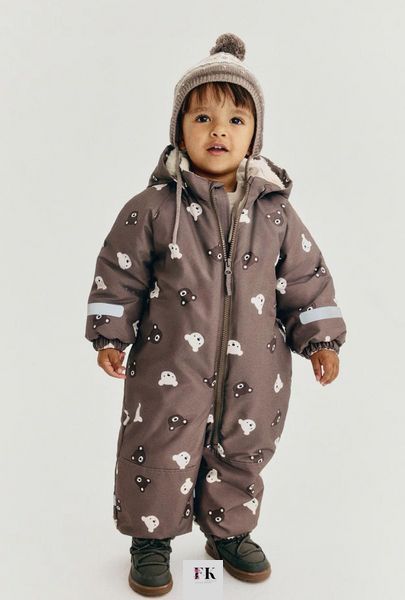 Дитячий зимовий комбінезон H&M коричневий з ведмедиками 92см (1232170022-92) 1232170022-92 фото