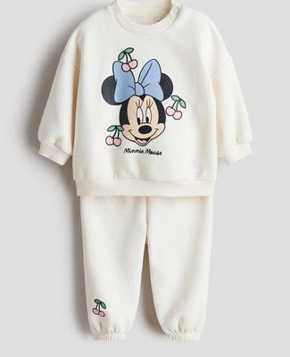 Комплект дитячий бавовняний H&M Minnie Mouse Світшот і штани Молочний/Кремовий 92см 1315800003-92 фото